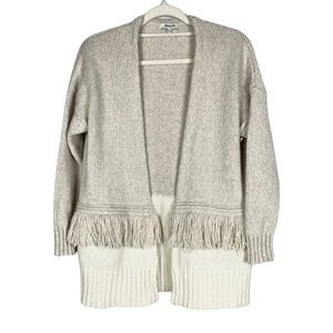 Madewell Fringe Open Front Long line Wool blend Cardigan sweater Western